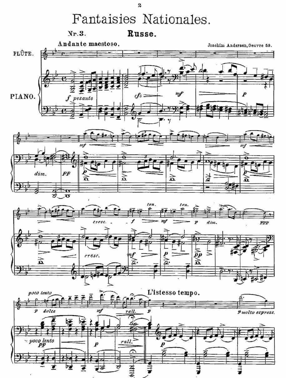 Fantaisies nationales. Op. 59, 3. （长笛+钢琴伴奏） 长笛乐谱_第1张
