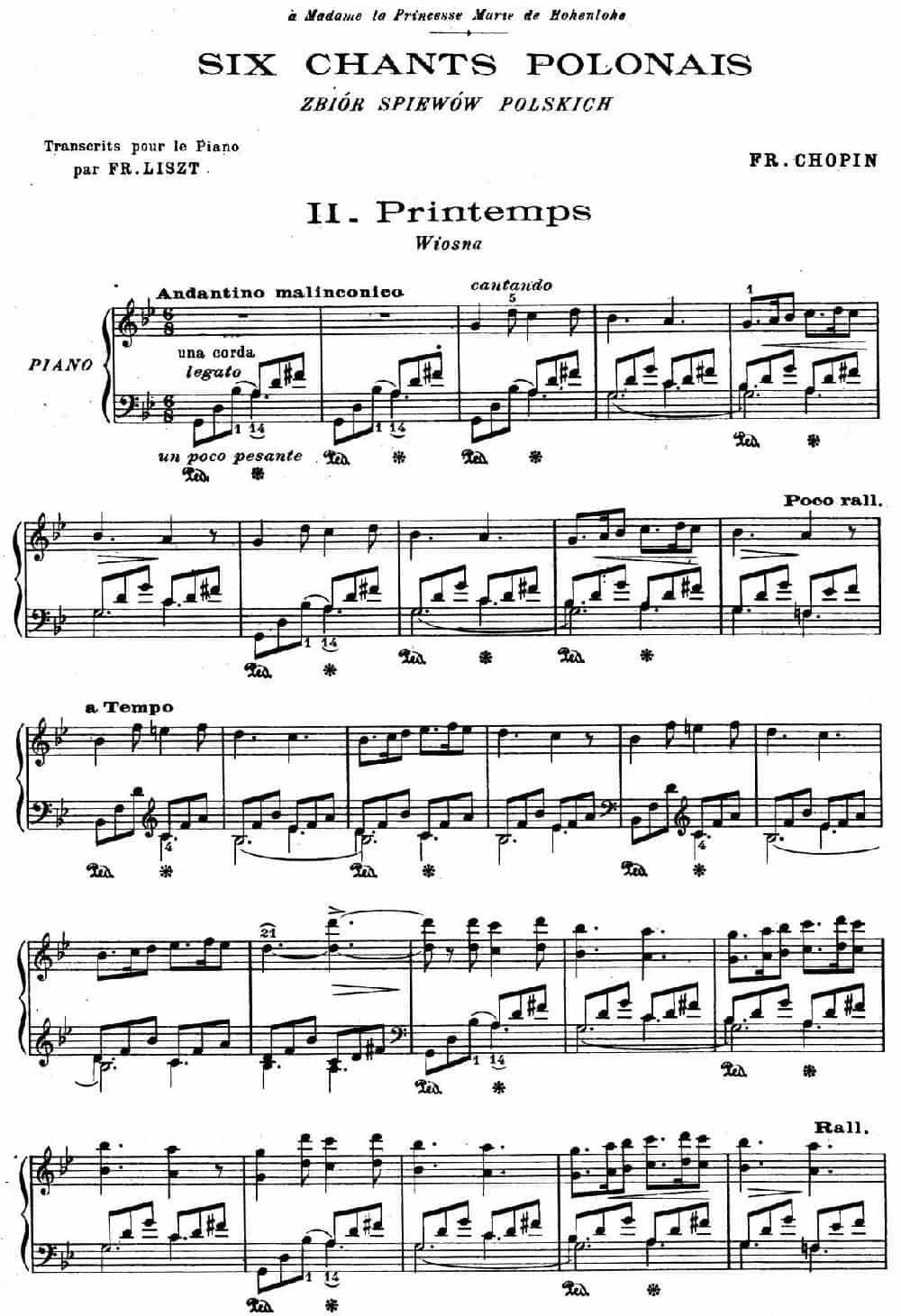 6 Chants Polonais S.480（6首波兰歌曲·Ⅱ） 钢琴乐谱_第1张