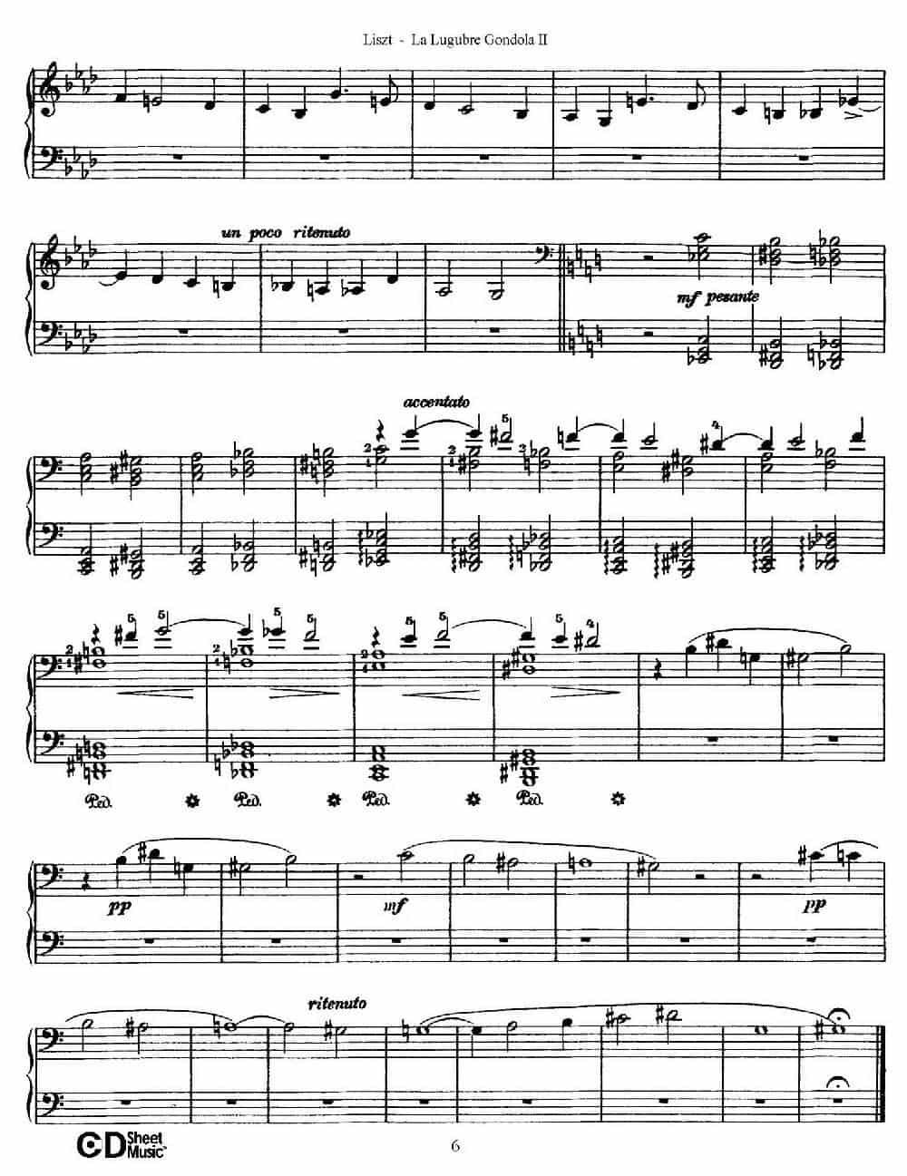 La Lugubre Gondola S.200（Ⅱ） 钢琴乐谱_第6张