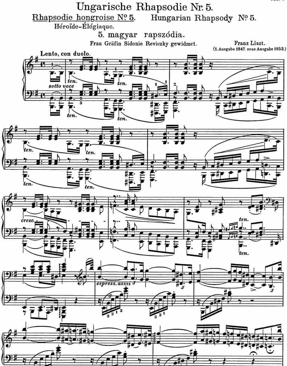李斯特 匈牙利狂想曲 Hungarian Rhapsodies S.244 No.5 钢琴乐谱_第1张