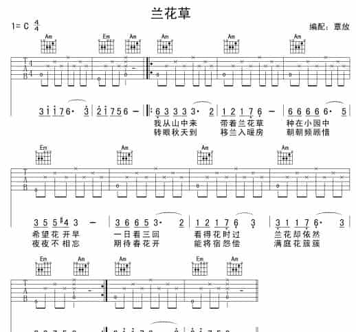 兰花草（7个版本） 吉他乐谱_第1张