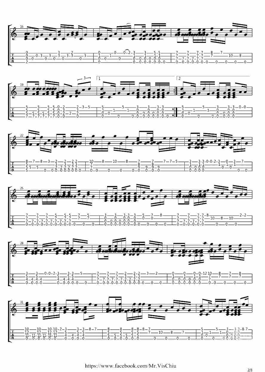 后来（ukulele指弹谱） 吉他乐谱_第2张