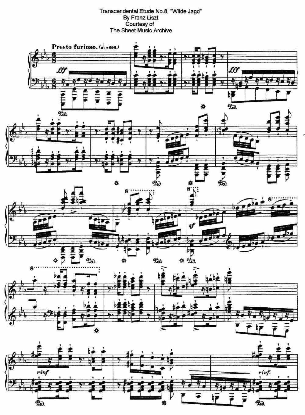 12 Etudes d'execution Transcendante S.139（12首超技练习曲·8） 钢琴乐谱_第1张