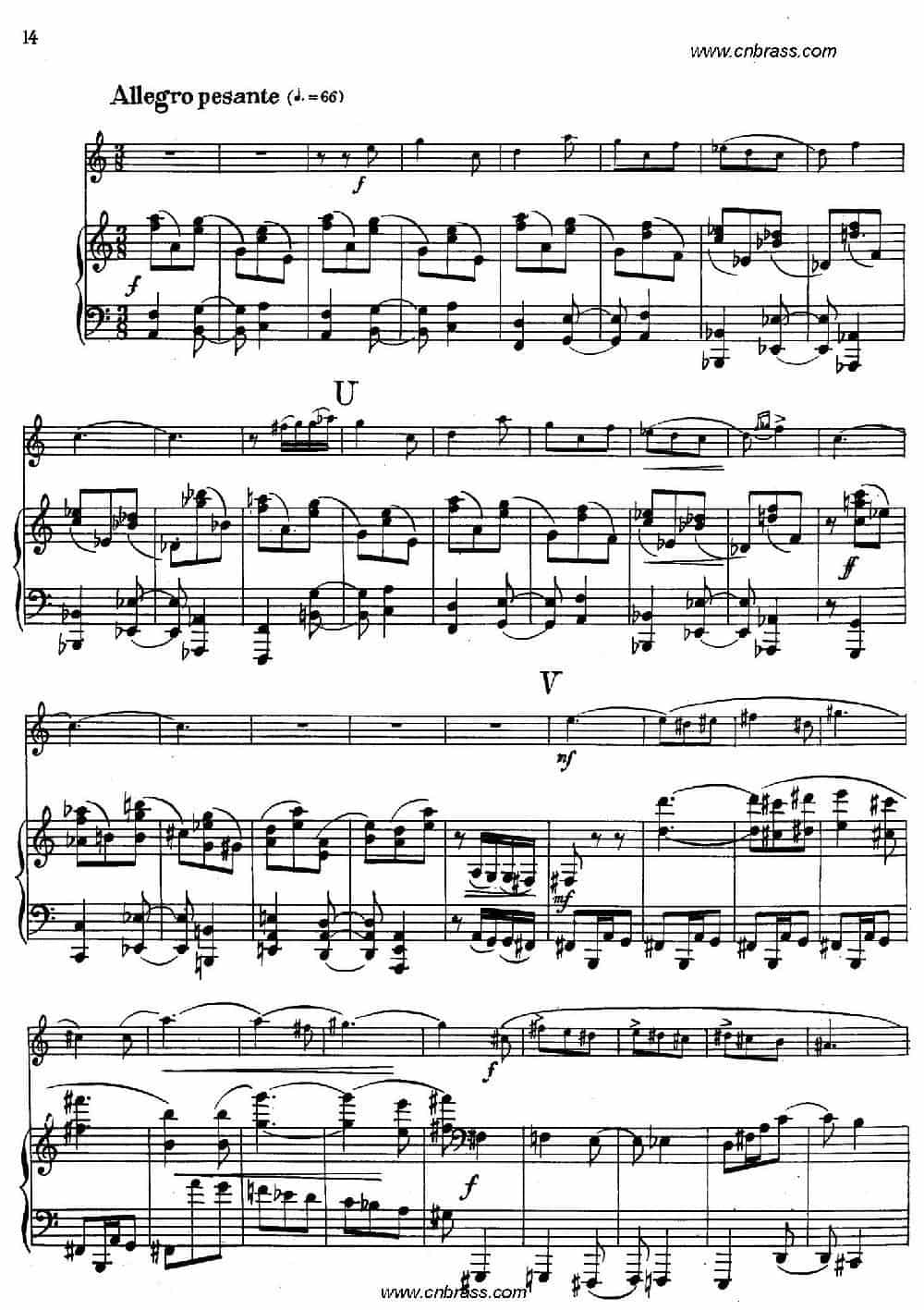 亨德米斯-奏鸣曲（圆号+钢琴） 铜管乐器谱_第13张