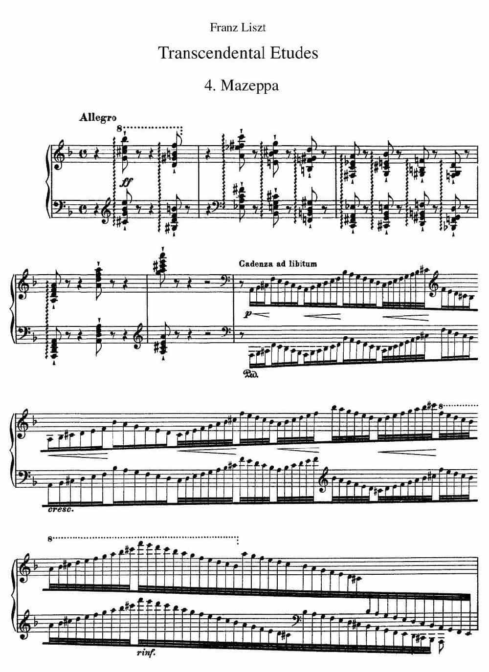 12首超级技巧练习曲：Mazeppa（玛捷帕） 钢琴乐谱_第1张