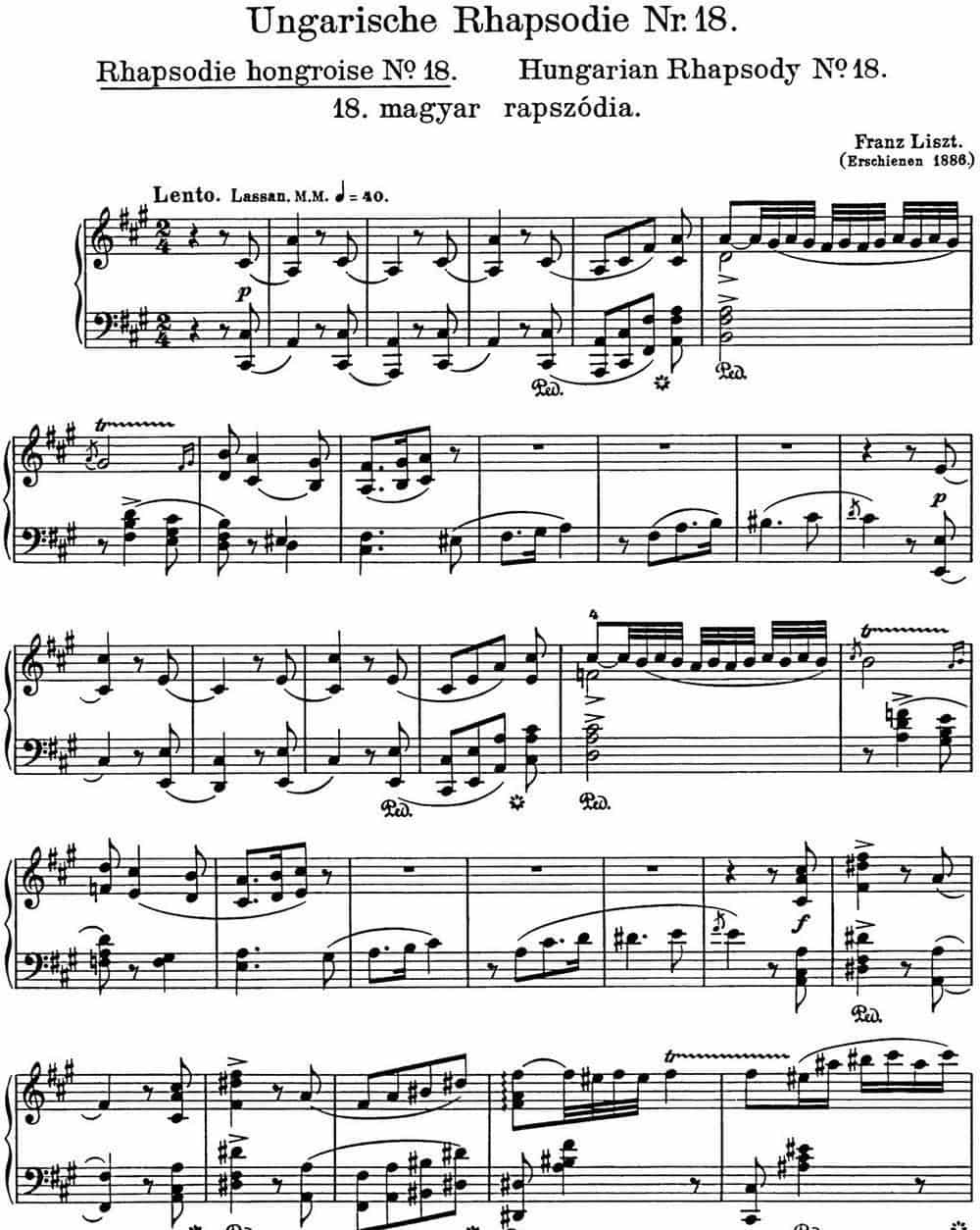 李斯特 匈牙利狂想曲CD Hungarian Rhapsodies S.244 No.18 钢琴乐谱_第1张
