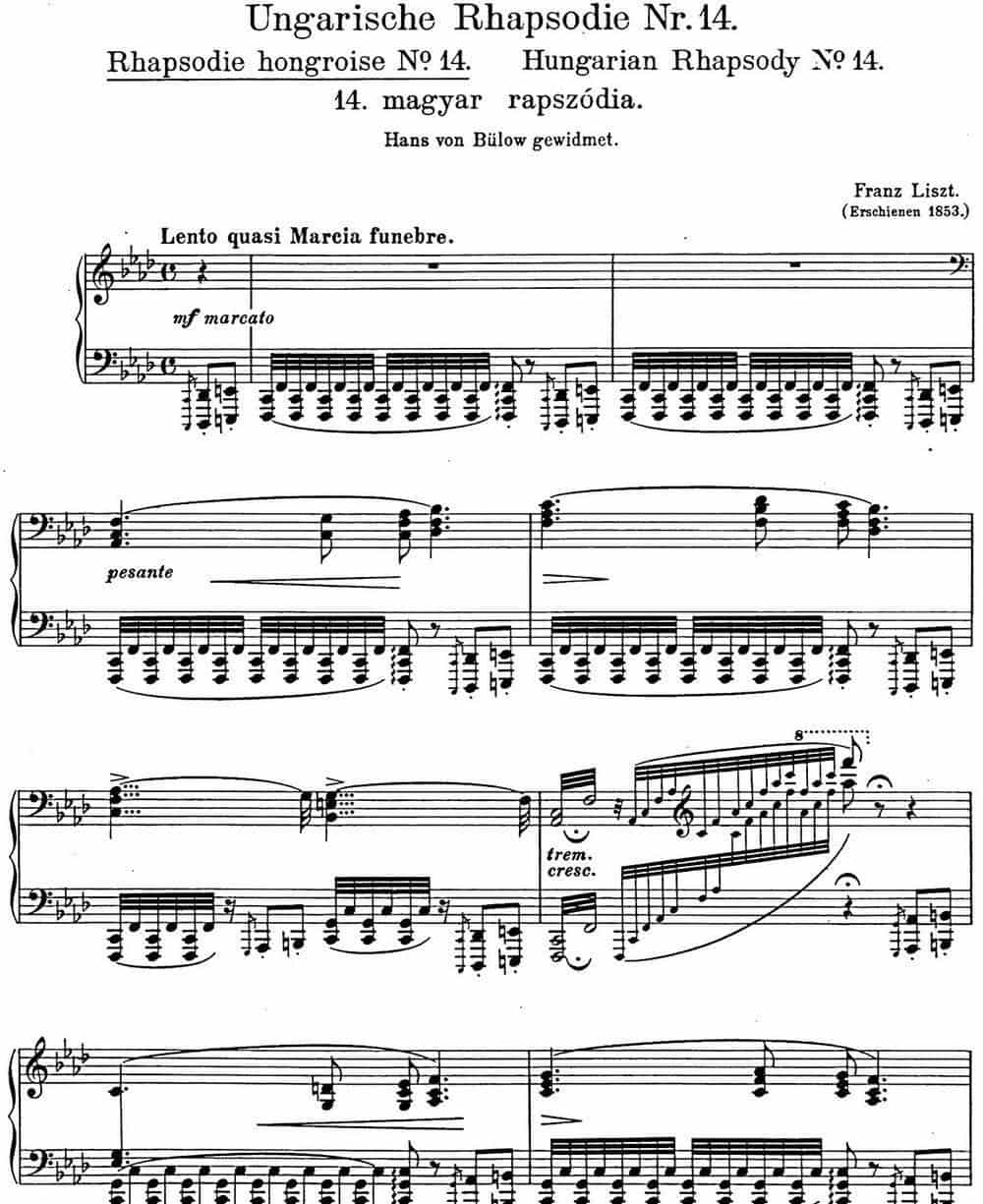 李斯特 匈牙利狂想曲CD Hungarian Rhapsodies S.244 No.14 钢琴乐谱_第1张