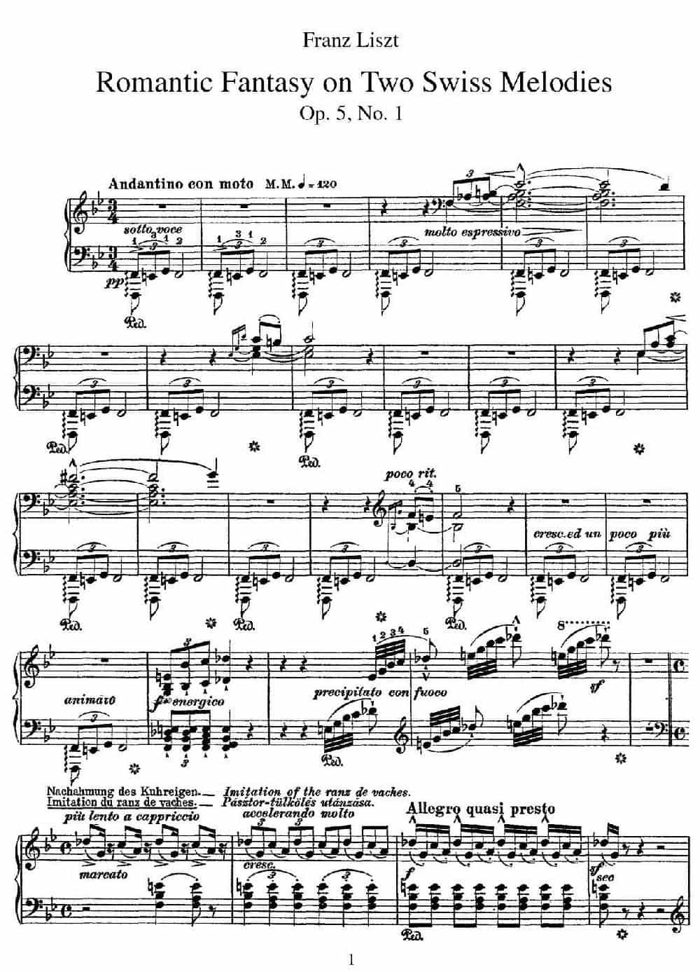Romantic Fantasy on 2 Swiss Melodies Op.5(浪漫幻想曲) 钢琴乐谱_第1张