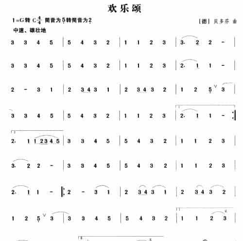 欢乐颂 笛箫乐谱_第1张