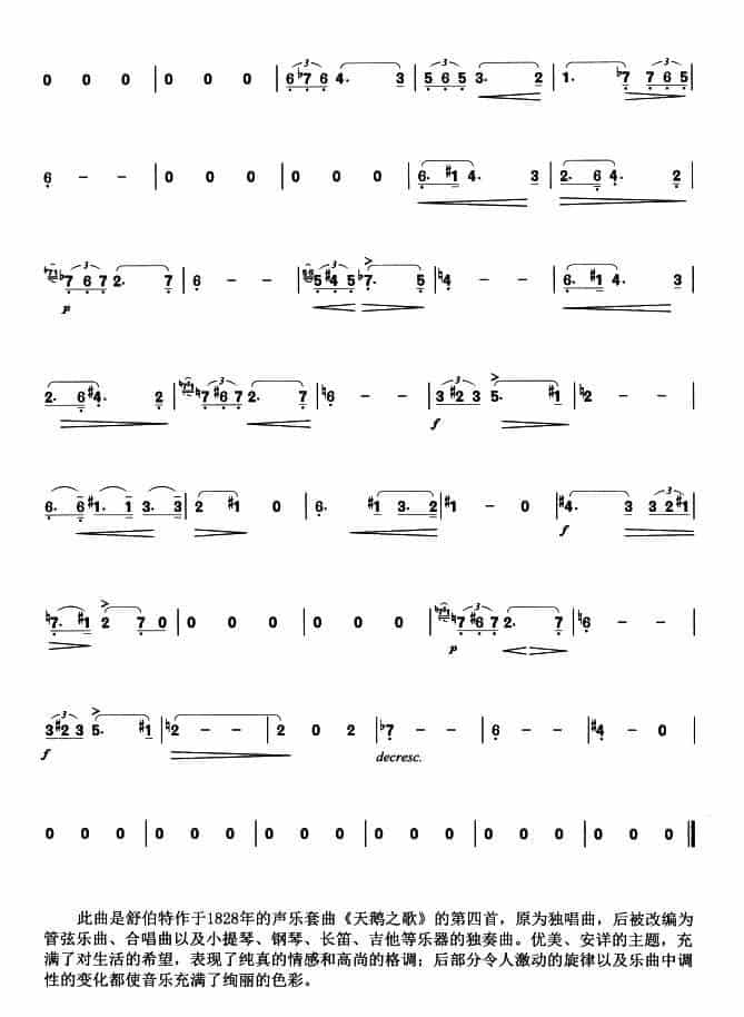 小夜曲（舒伯特作曲版、口琴+钢琴伴奏、简谱对照版） 口琴乐谱_第6张