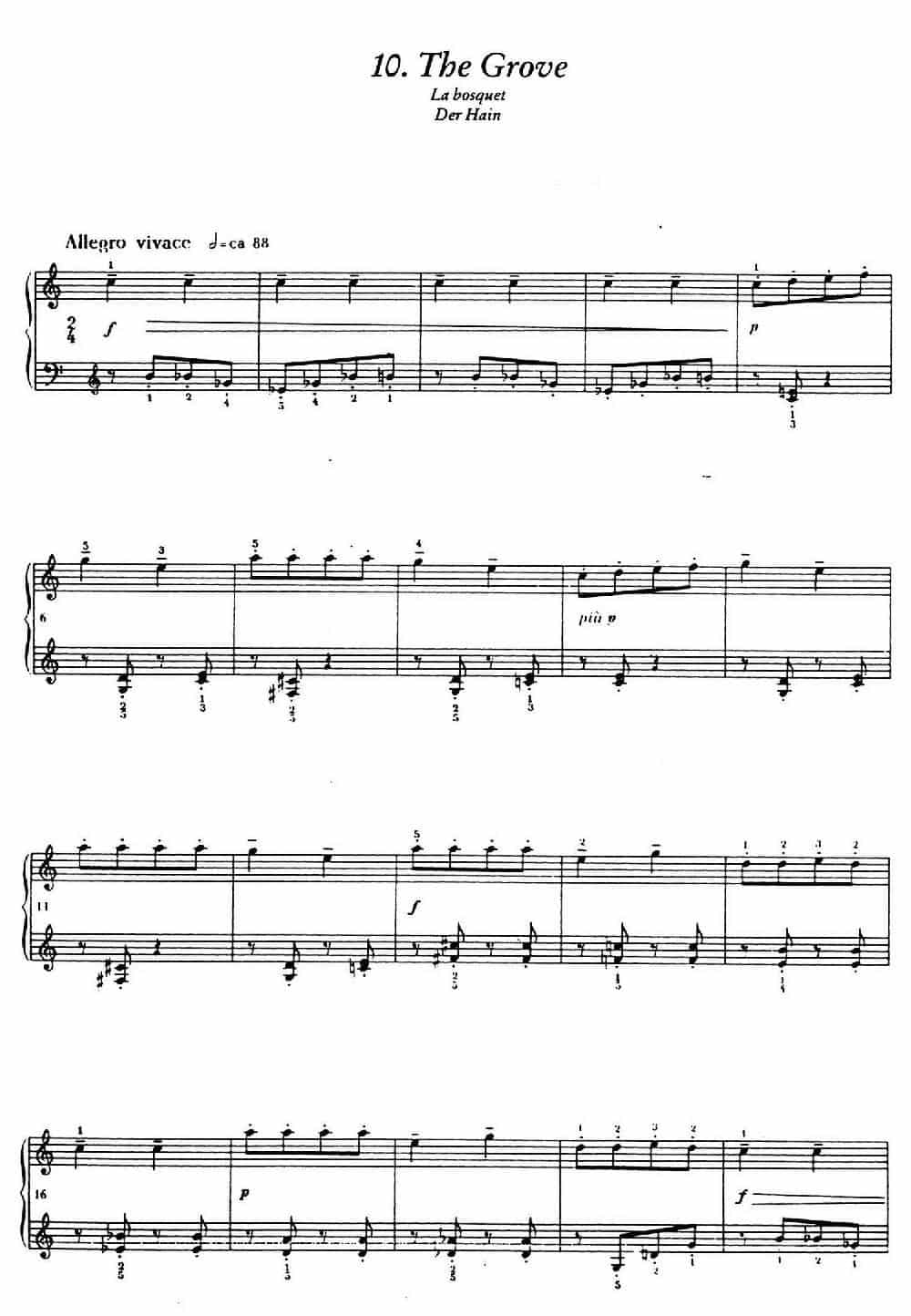 12 Folk Melodies（十二首民间曲调·10） 钢琴乐谱_第1张