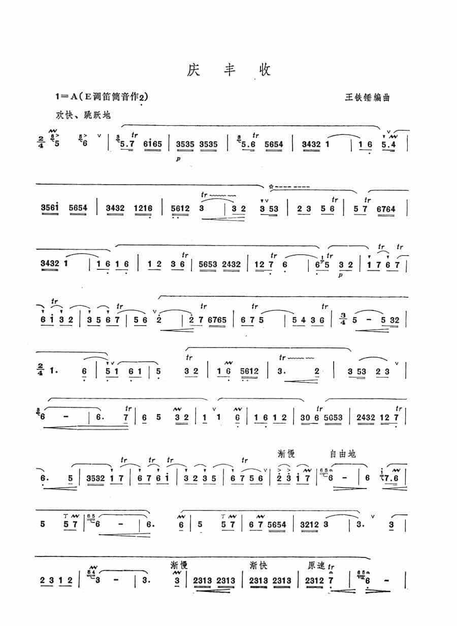 庆丰收 笛箫乐谱_第1张