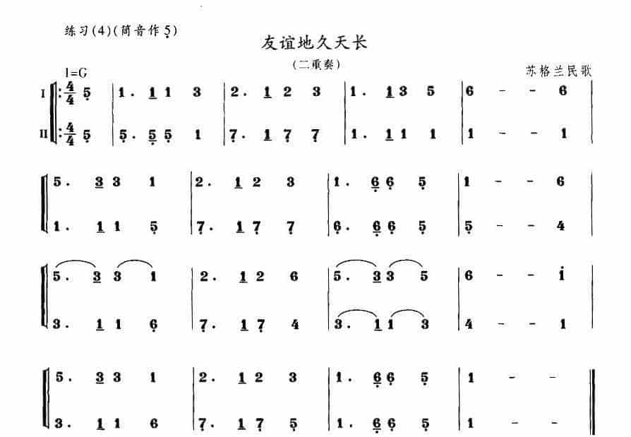 友谊地久天长（二重奏） 笛箫乐谱_第1张