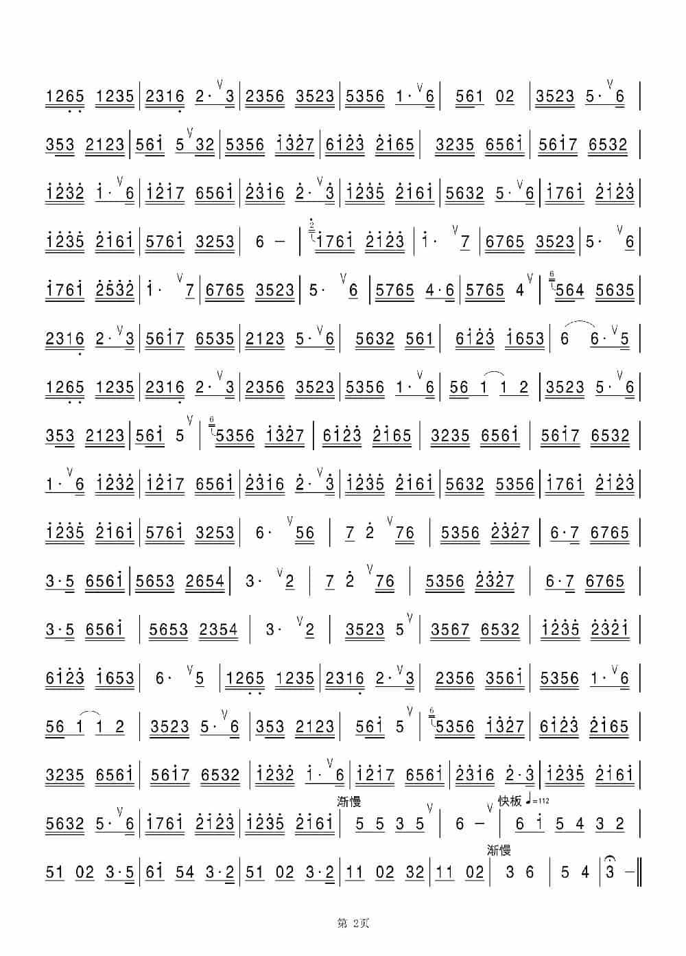三六（江南丝竹）（竹笛） 笛箫乐谱_第2张