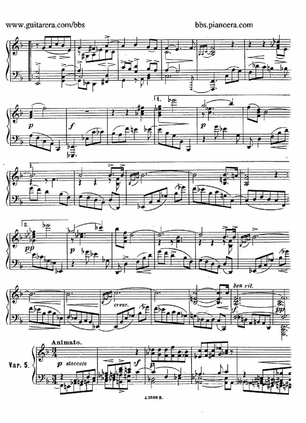 Theme with Variations and Fugue in F Major Op.14 （F大调主题变奏与赋格） 钢琴乐谱_第6张