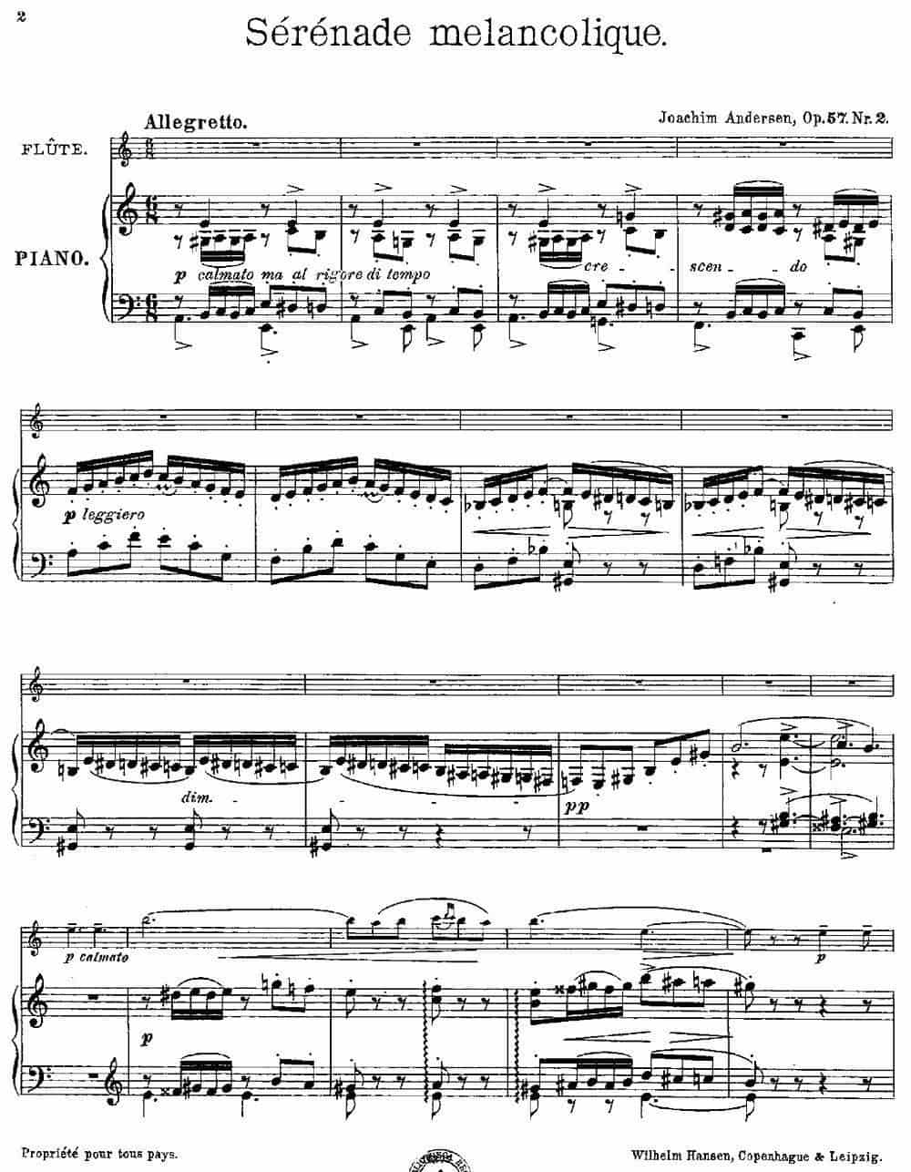 Serenade melancolique（Op.57 No.2）（长笛+钢琴伴奏） 长笛乐谱_第1张
