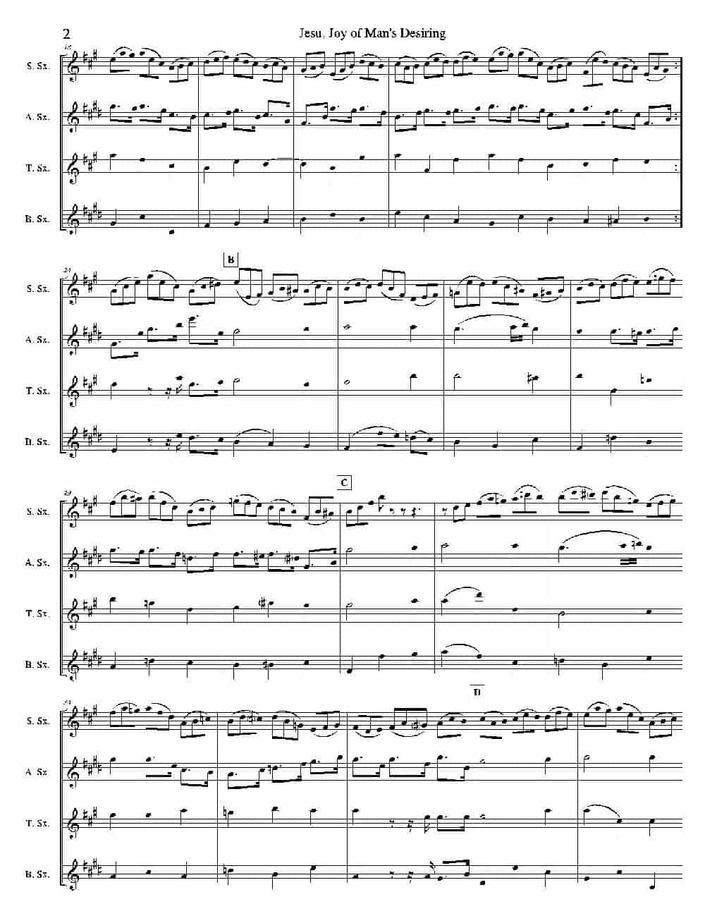 Jesu,Joy of Man's Desiring （四重奏） 萨克斯乐谱_第2张