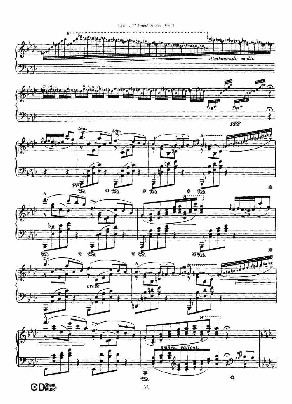 12 Grand Etudes S.137（12首华丽的练习曲·9） 钢琴乐谱_第5张