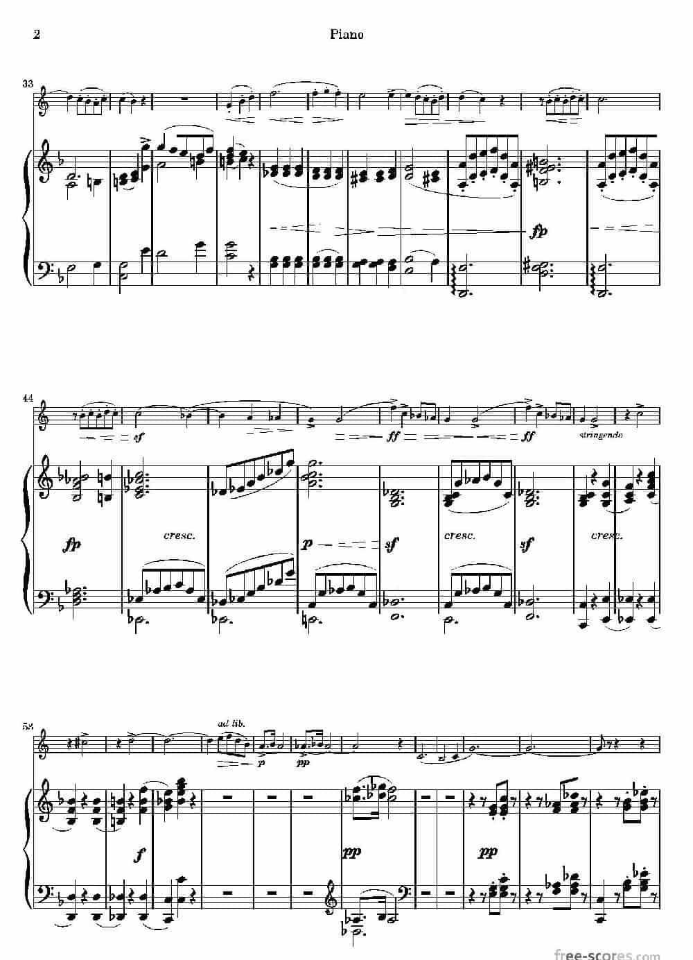 圣桑-浪漫曲（圆号+钢琴） 铜管乐器谱_第2张