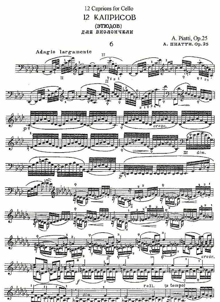 PIATTI 12 Caprices 之6（大提琴） 提琴乐谱_第1张