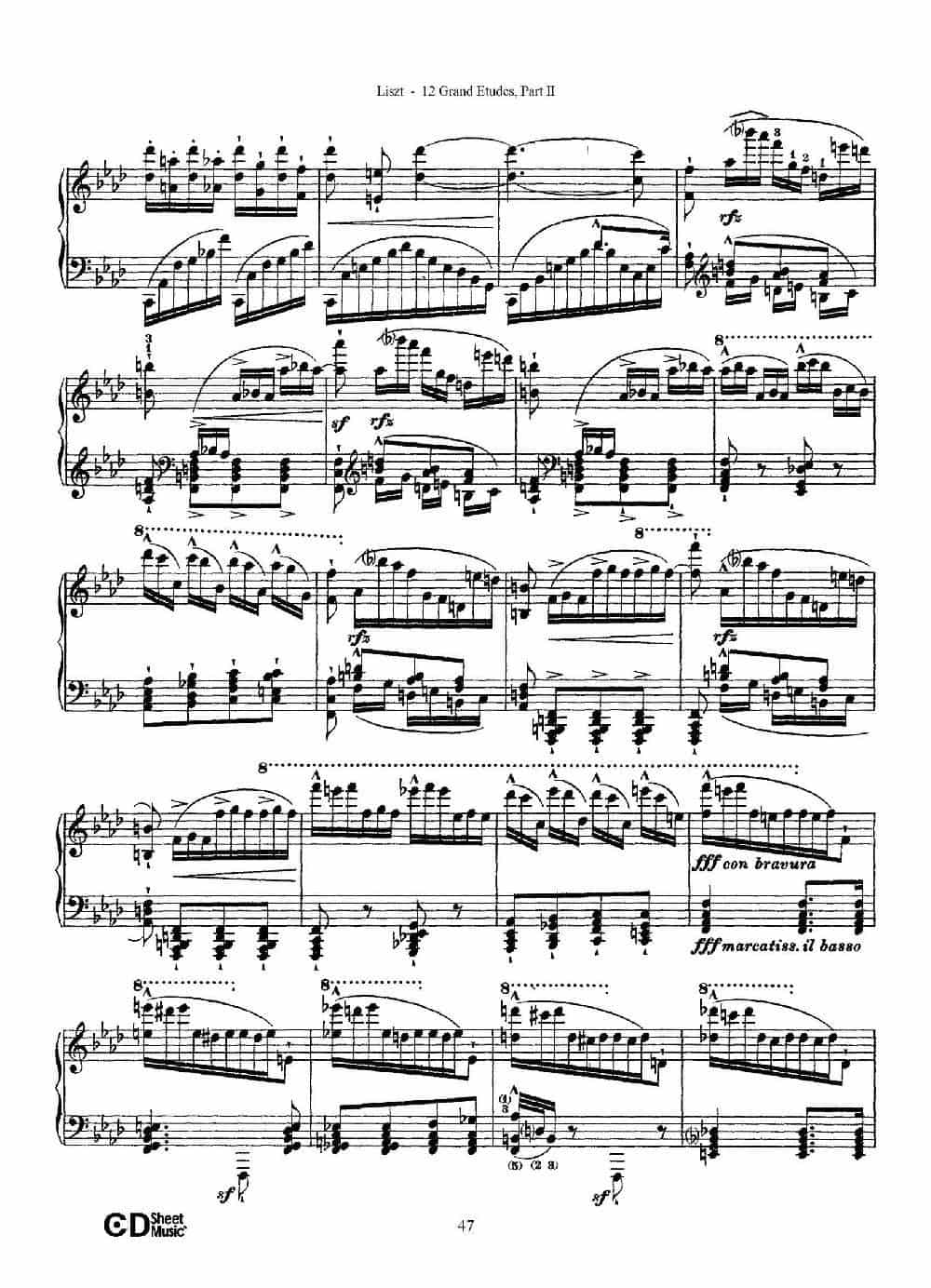 12 Grand Etudes S.137（12首华丽的练习曲·10） 钢琴乐谱_第9张