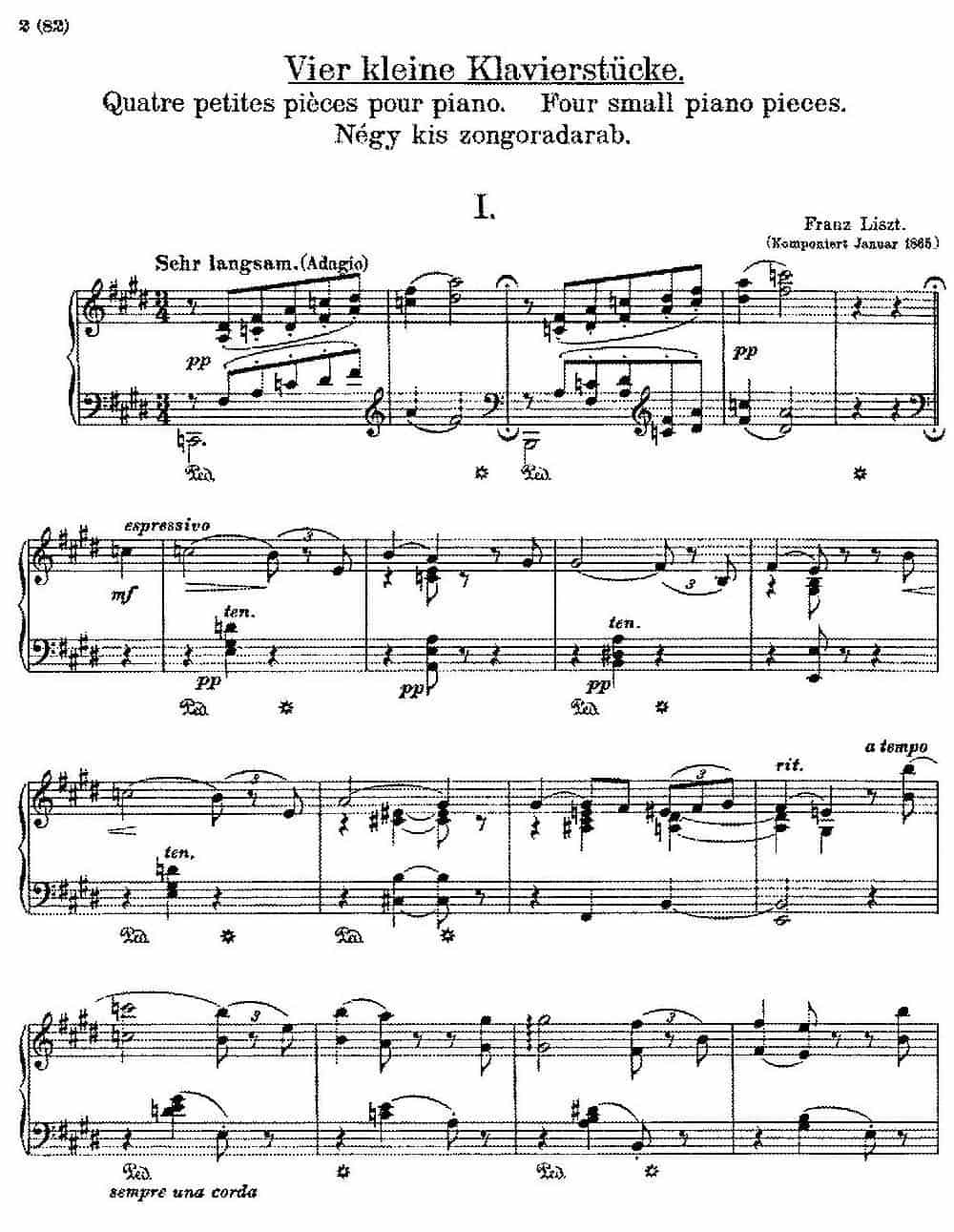 5 Klavierstücke S.192（5首钢琴小品·Ⅰ） 钢琴乐谱_第1张
