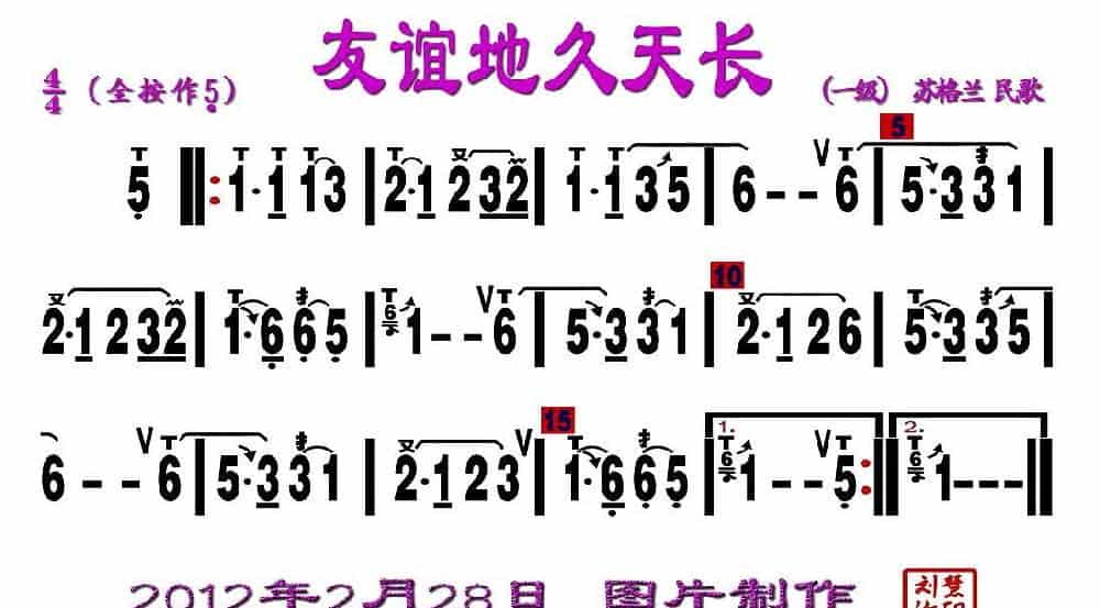 友谊地久天长（刘慧淑制谱版） 葫芦丝乐谱_第1张