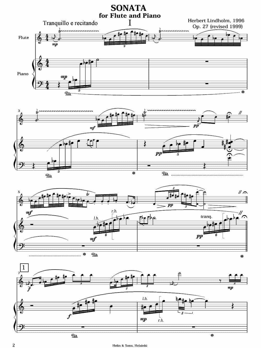 Sonata（长笛+钢琴） 长笛乐谱_第1张