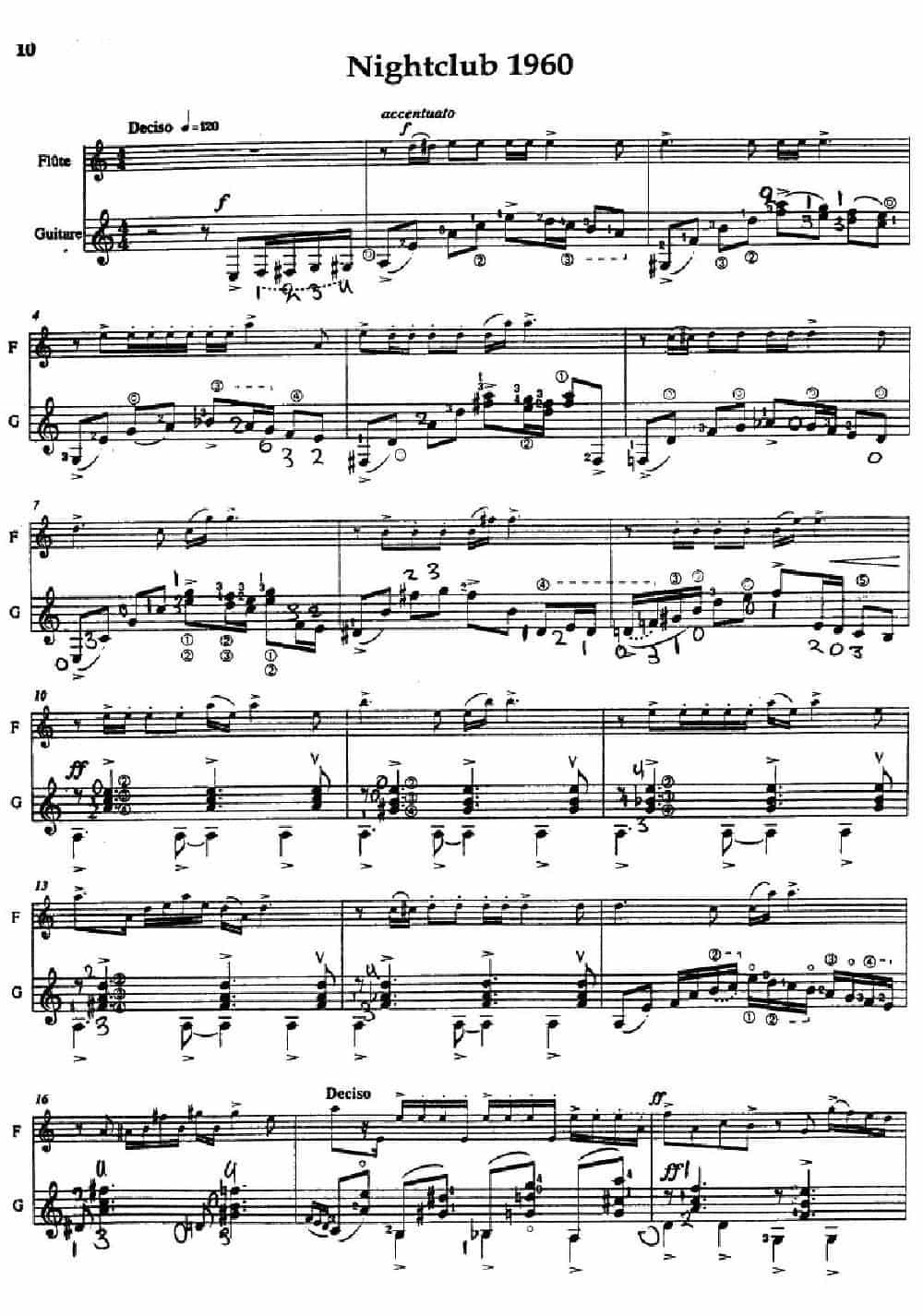 Histoire du Tango：3、Nightclub 1960（长笛+吉他） 长笛乐谱_第1张