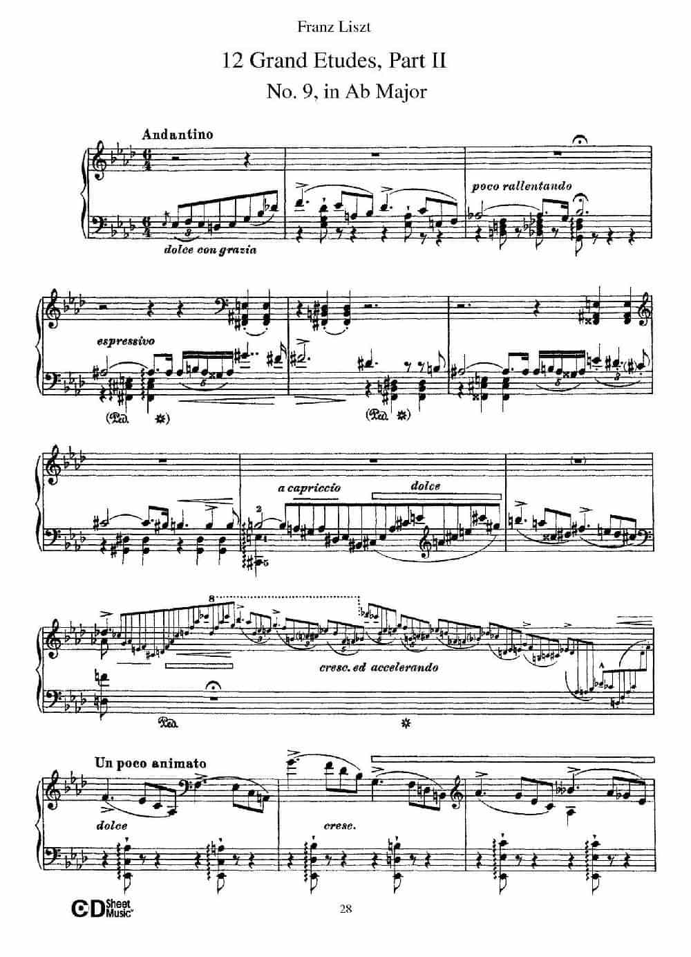 12 Grand Etudes S.137（12首华丽的练习曲·9） 钢琴乐谱_第1张