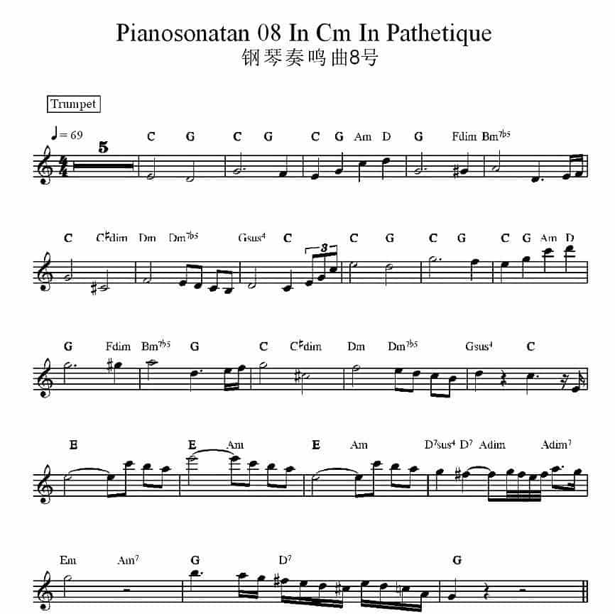钢琴奏鸣曲8号 电子琴乐谱_第1张