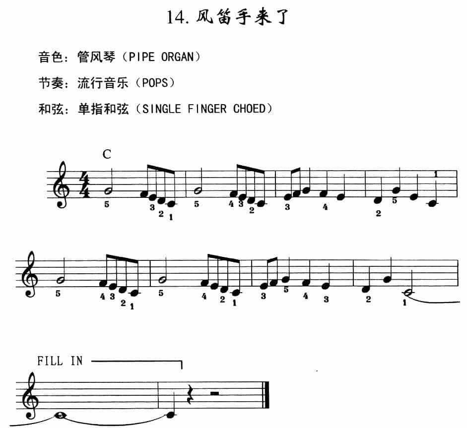 风笛手来了 电子琴乐谱_第1张