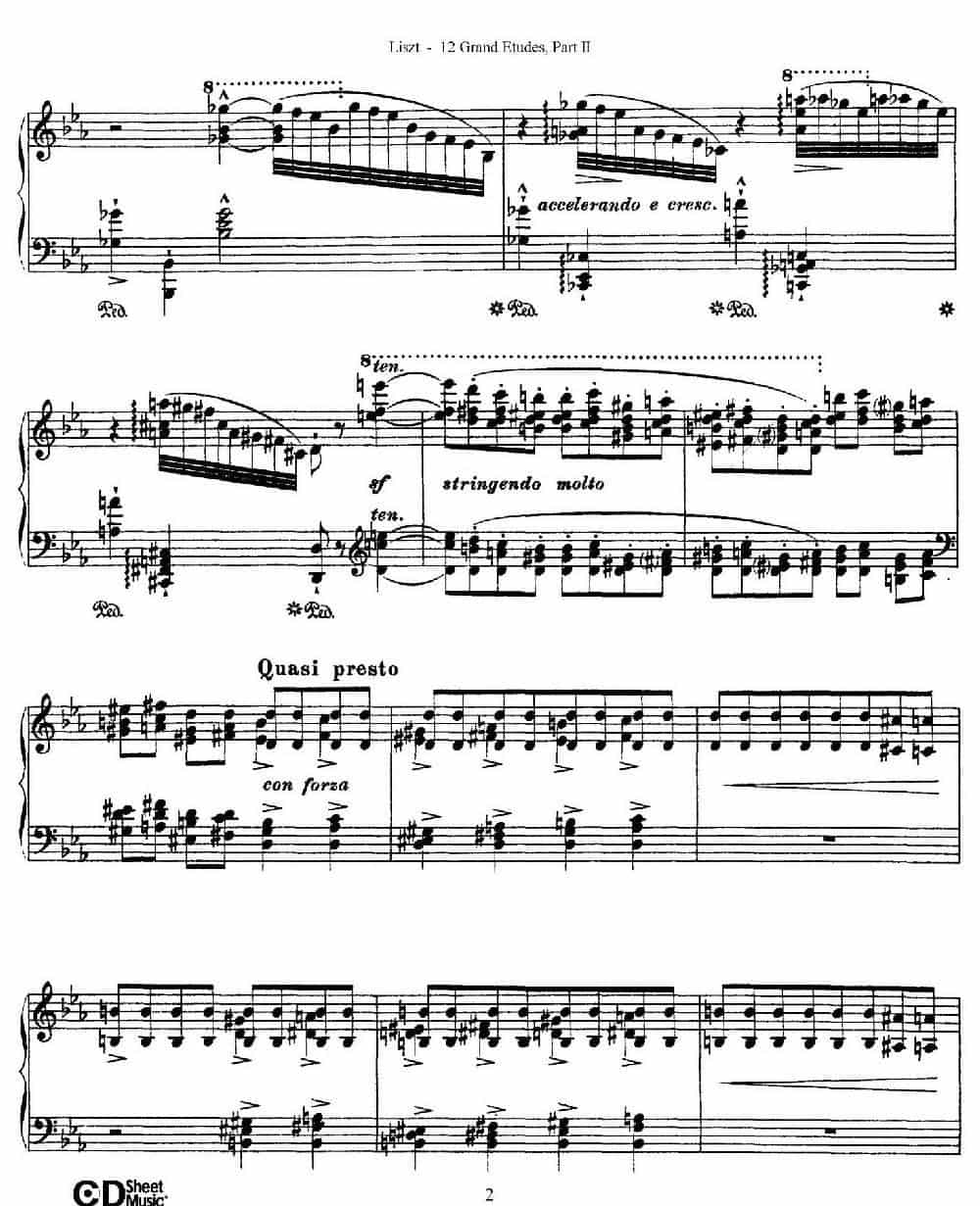 12 Grand Etudes S.137（12首华丽的练习曲·7） 钢琴乐谱_第2张