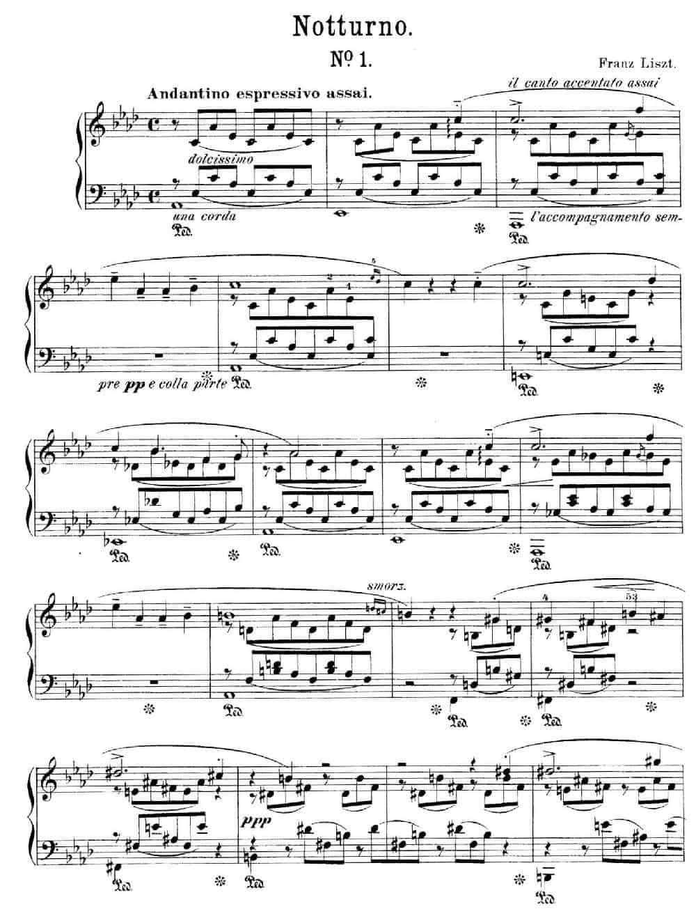 Notturnos S.541（3首夜曲“爱之梦”·1） 钢琴乐谱_第1张