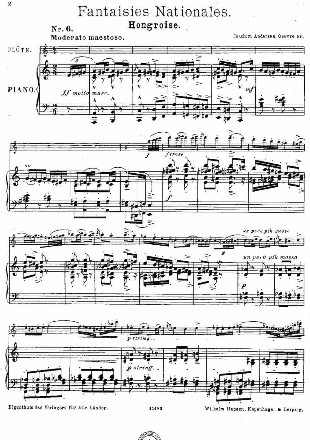 Fantaisies nationales. Hongrois.（Op.59 No.6）（长笛+钢琴伴奏） 长笛乐谱_第1张