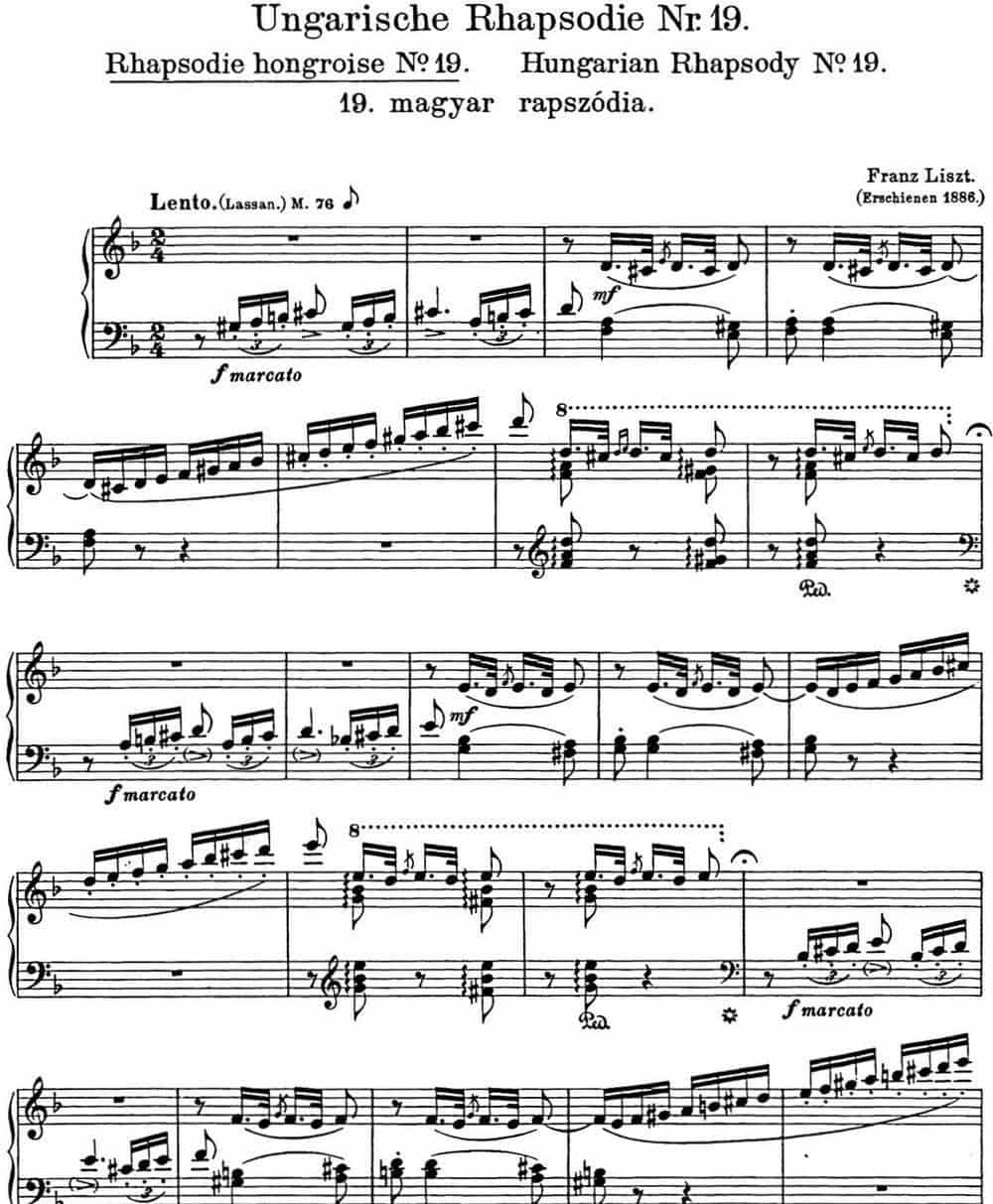 李斯特 匈牙利狂想曲CD Hungarian Rhapsodies S.244 No.19 钢琴乐谱_第1张