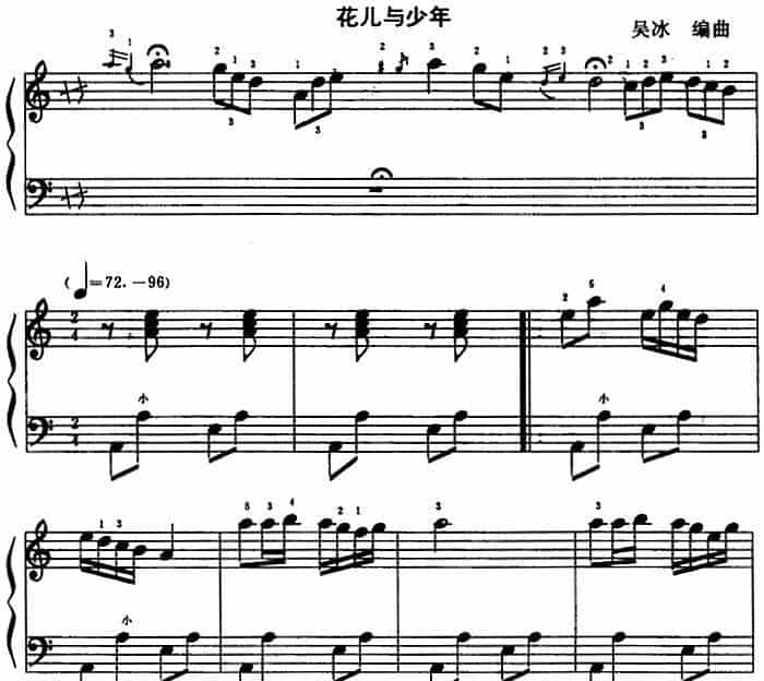 花儿与少年（吴冰编曲版） 手风琴乐谱_第1张