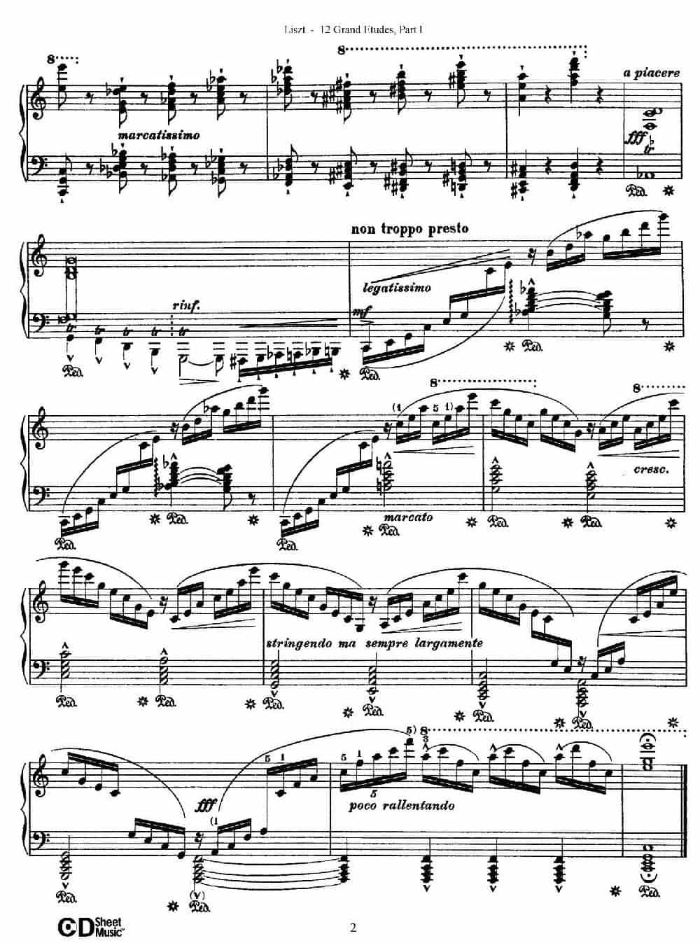 12 Grand Etudes S.137（12首华丽的练习曲·1） 钢琴乐谱_第2张