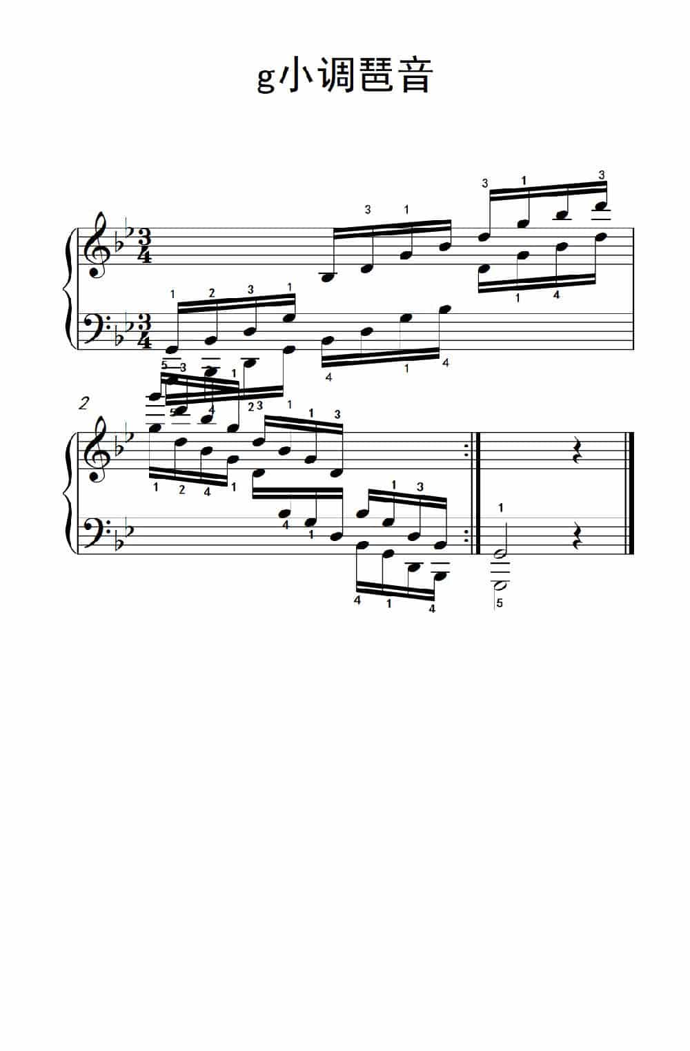 第四级 6.g小调琶音（中央音乐学院 钢琴（业余）考级教程 4-6级） 钢琴乐谱_第1张