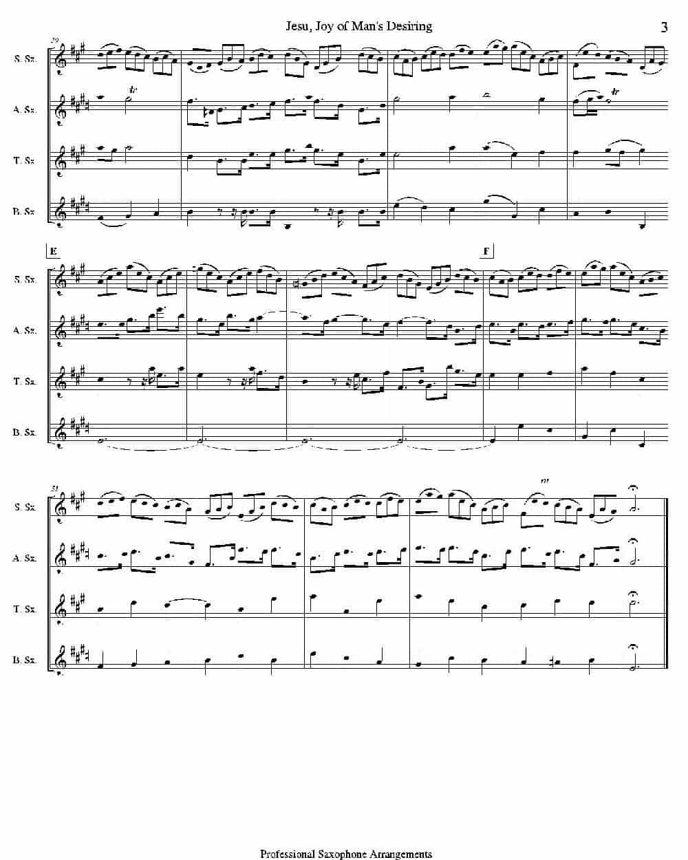 Jesu,Joy of Man's Desiring （四重奏） 萨克斯乐谱_第3张