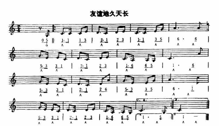 友谊地久天长（线简谱混排版） 口琴乐谱_第1张