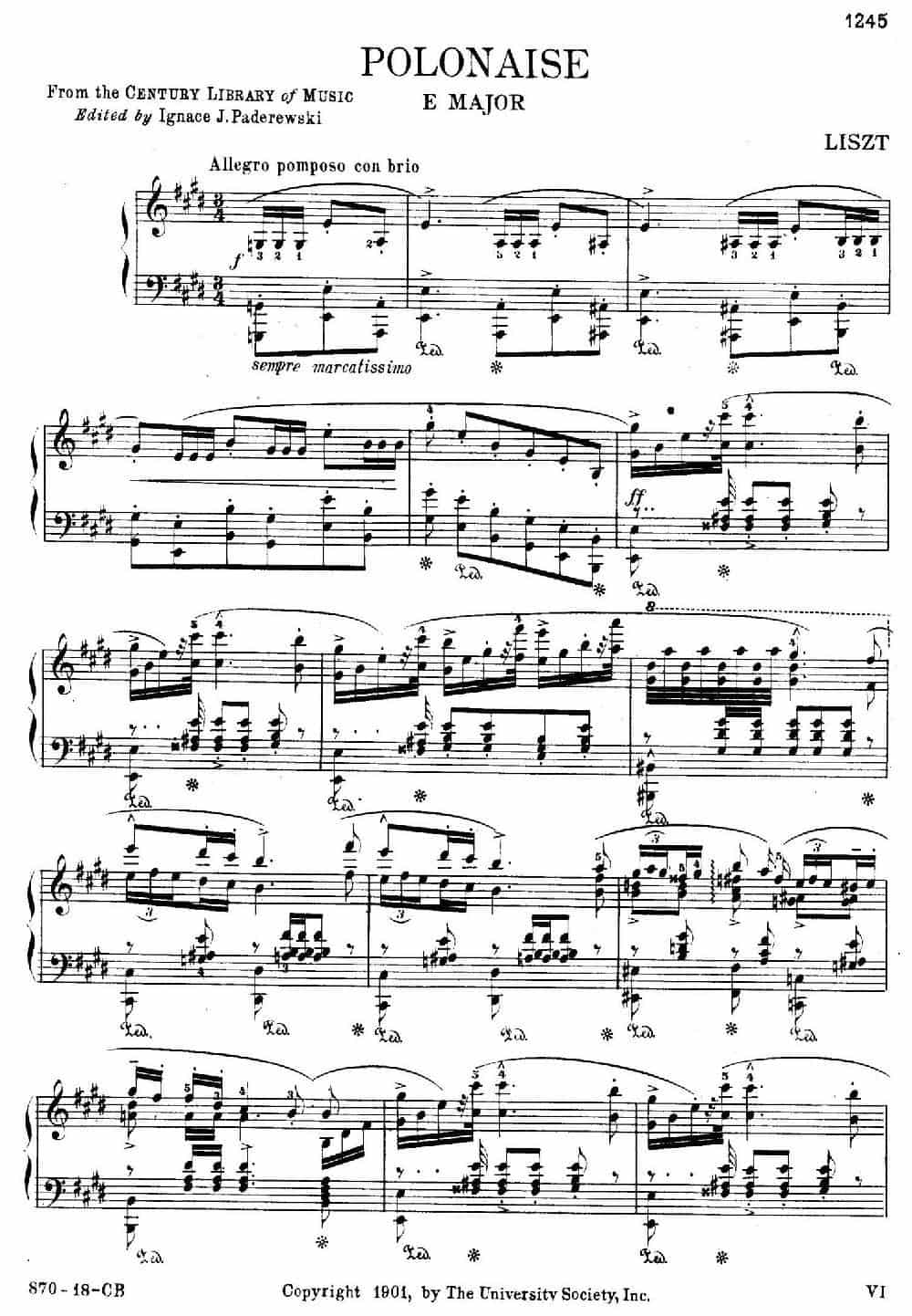 Two Polonaises S.223（2首波洛奈兹舞曲·E大调） 钢琴乐谱_第1张
