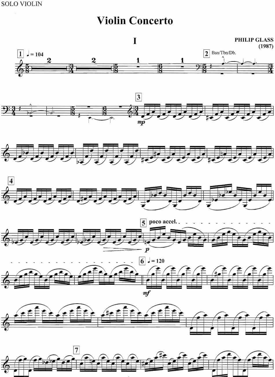 PHILIP GLASS Violin Concerto（格拉斯小提琴协奏曲I） 提琴乐谱_第1张
