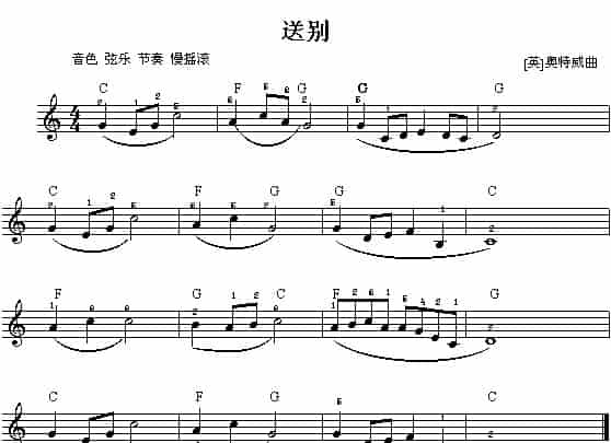 送别 电子琴乐谱_第1张