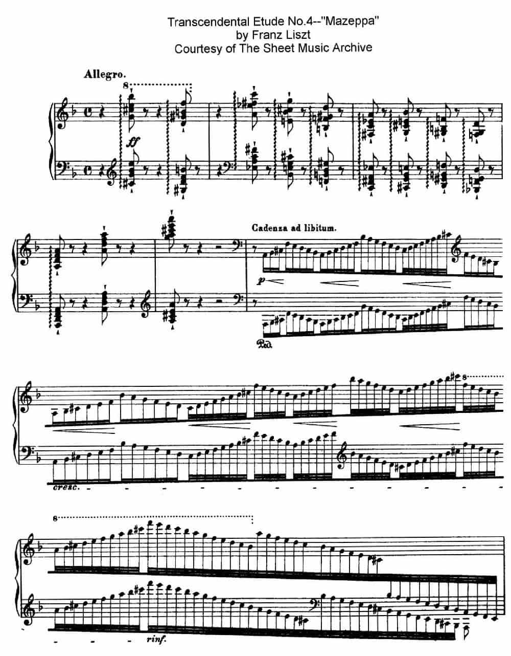 12 Etudes d'execution Transcendante S.139（12首超技练习曲·4） 钢琴乐谱_第1张