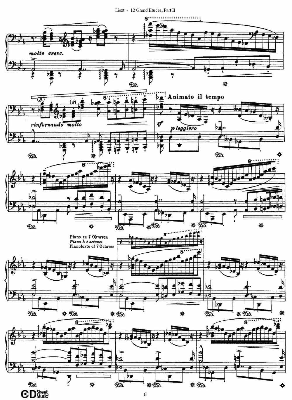 12 Grand Etudes S.137（12首华丽的练习曲·7） 钢琴乐谱_第6张