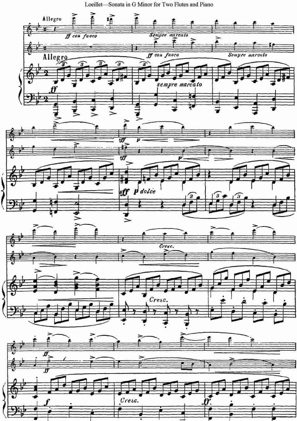 罗埃莱特G小调双长笛与钢琴奏鸣曲 长笛乐谱_第10张
