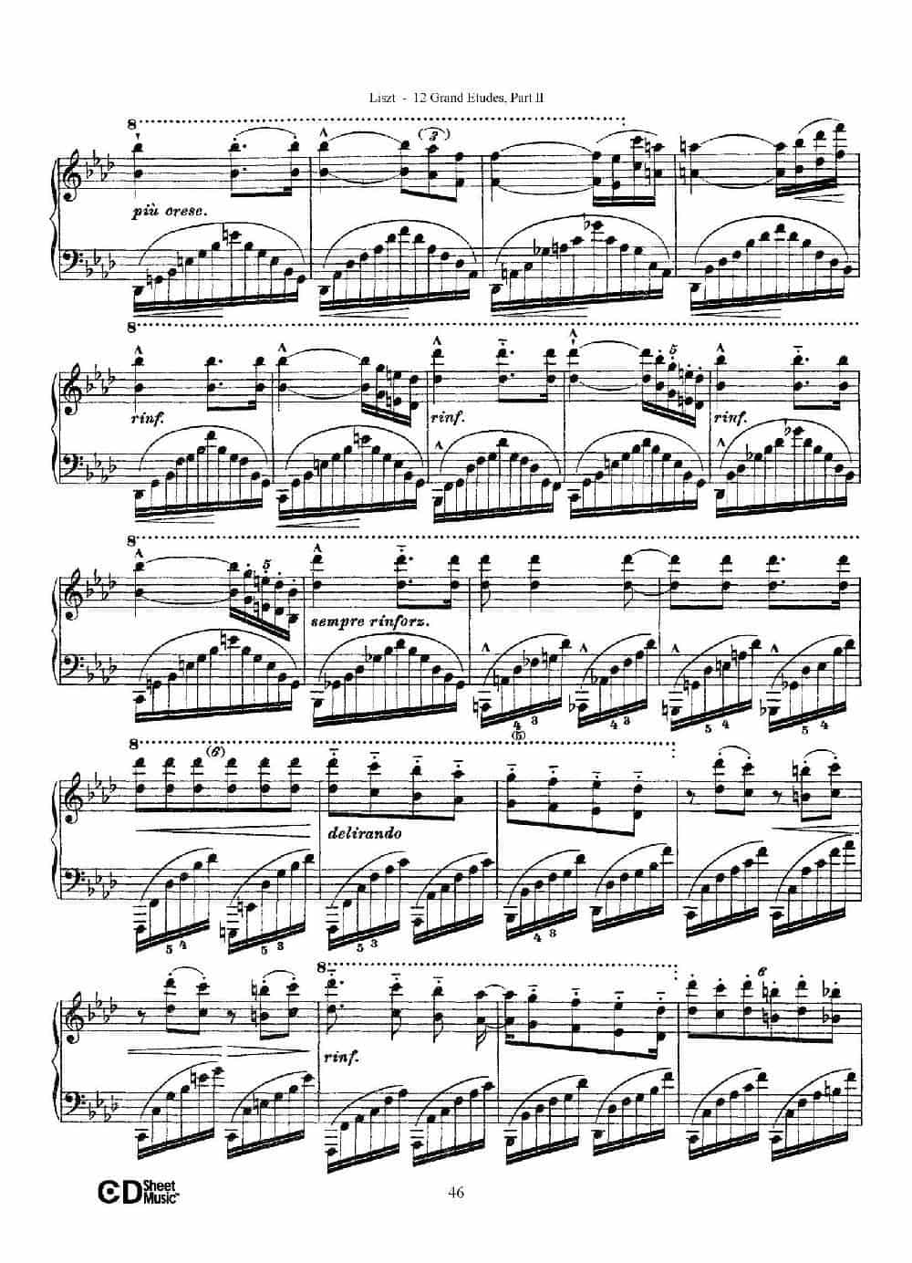 12 Grand Etudes S.137（12首华丽的练习曲·10） 钢琴乐谱_第8张