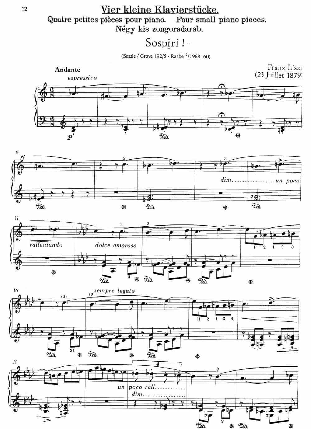 5 Klavierstücke S.192（5首钢琴小品·Ⅴ） 钢琴乐谱_第1张