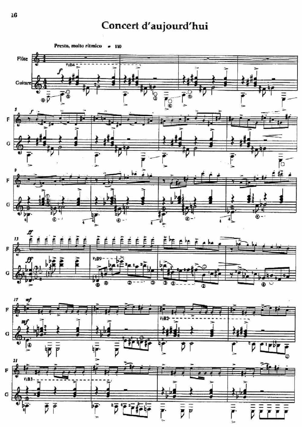 Histoire du Tango：4、Concerto d’aujourd’hui（长笛+吉他） 长笛乐谱_第1张